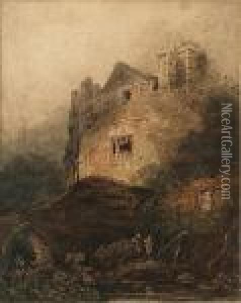 Chepstow Castle Oil Painting - John Sell Cotman
