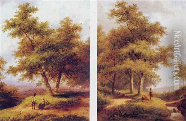 Travelers Resting Along A Wooded Path Oil Painting - Jan Evert Morel the Younger