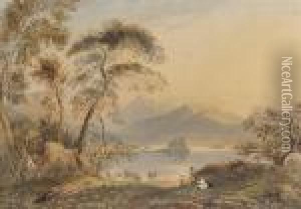 Kilchurn Castle And Loch Awe Oil Painting - John Varley