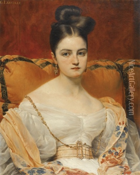 Portrait D'henriette Grevedon Oil Painting - Francois Gabriel Guillaume Lepaulle