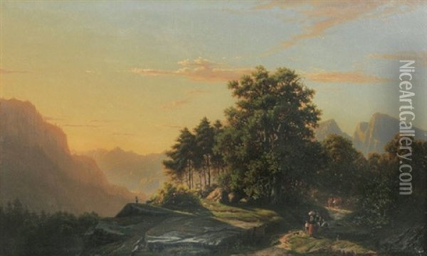 Abendstimmung In Den Bergen Oil Painting - Eliza Agnetus Emilius Nyhoff