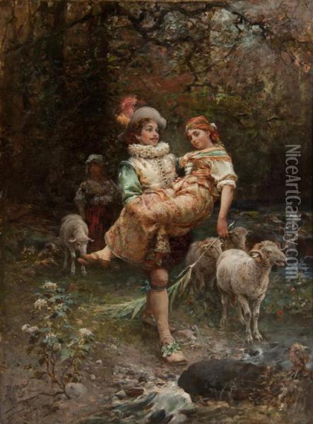 A Fair Burden Oil Painting - Cesare-Auguste Detti