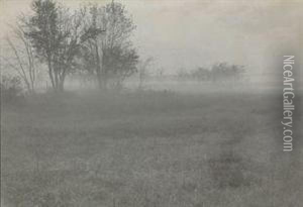 Untitled (field In Fog) Oil Painting - William B. Post