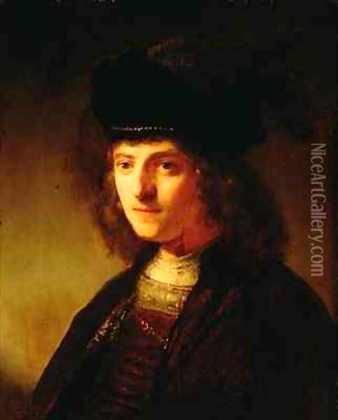 A Young Man in a Feathered Beret Oil Painting - Govert Teunisz. Flinck