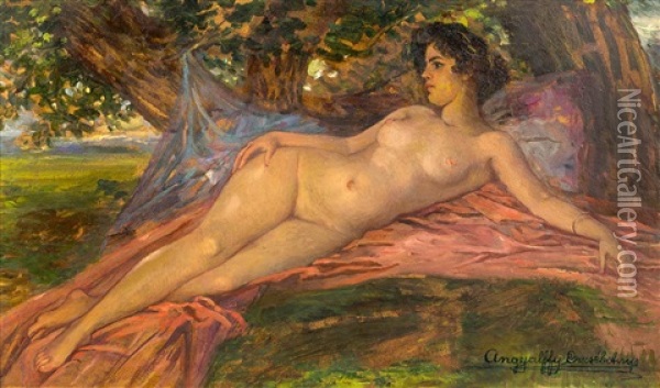 Liegender Weiblicher Akt Oil Painting - Erzsebet (Elizabeth) Angyalffy