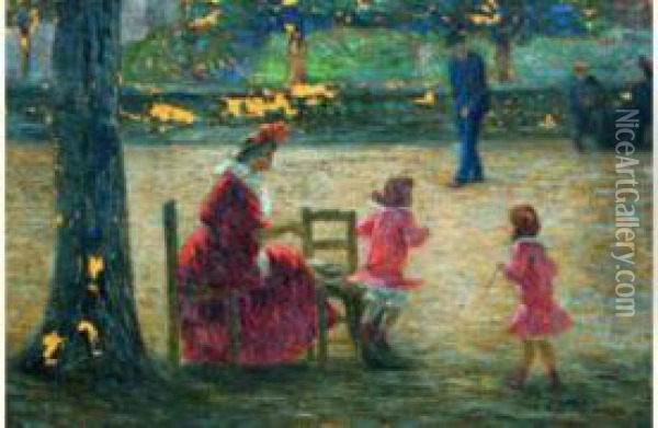  Au Luxembourg, 1908  Oil Painting - Rene Schutzenberger