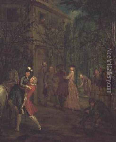 Elegant figures outside a house Oil Painting - Marcellus, the Younger Laroon