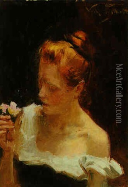 Portrait Of A Lady Oil Painting - Victor Gabriel Gilbert