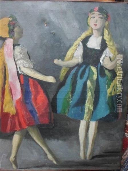Poupees Dansantes Oil Painting - Jules Leon Flandrin