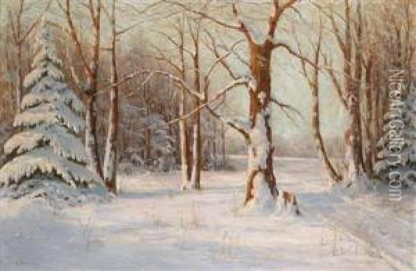 A Winter Landscape Oil Painting - Walter Moras