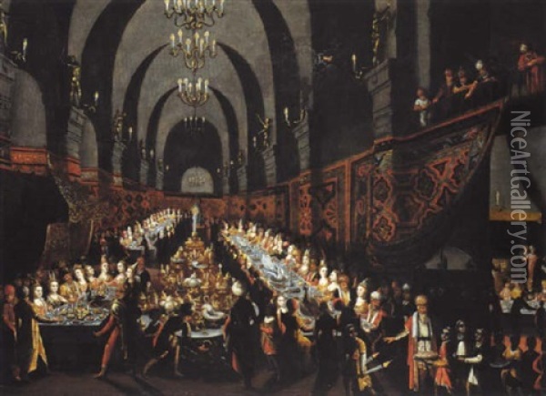 Le Festin De Balthazar Oil Painting - Frans Francken the Elder