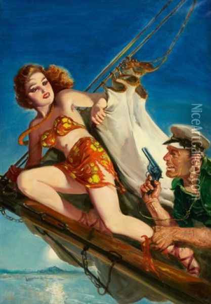 Spicy Adventure Cover Oil Painting - Harry V. Parkhurst