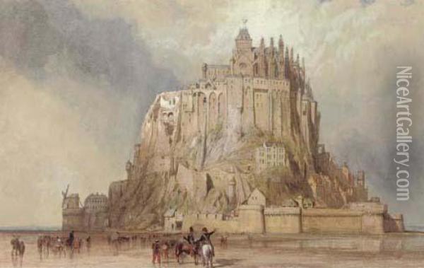 Mont St. Michel From The North West, Normandy, France Oil Painting - William Clarkson Stanfield