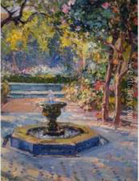 La Fontaine. Oil Painting - Ulisse Caputo