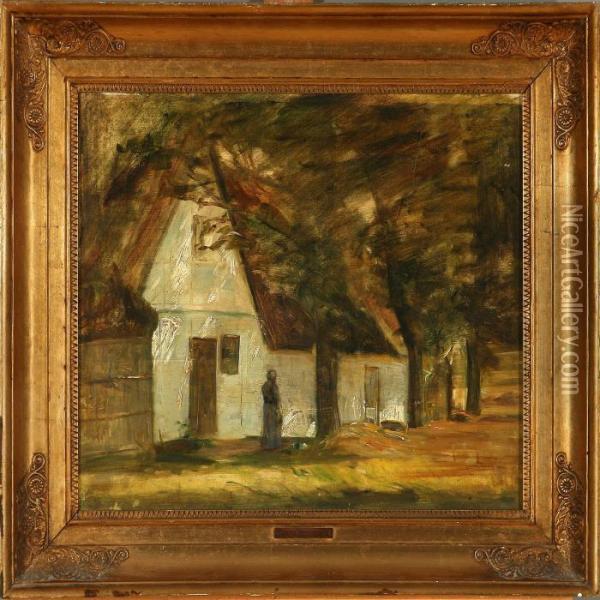 Ved Et Bondehus Oil Painting - Carl Vilhelm Holsoe