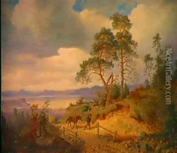 Skogslandskap Oil Painting - Olof Arborelius