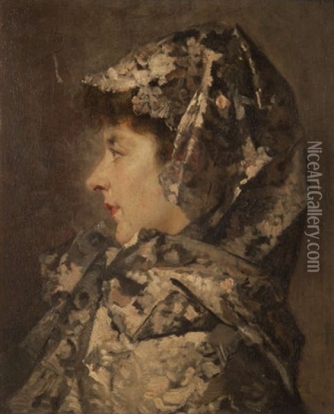 Portrait D'une Dame De Profil Oil Painting - Jean De La Hoese