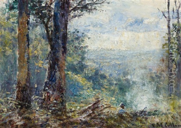 The Campfire, Mount Macedon Oil Painting - Frederick McCubbin