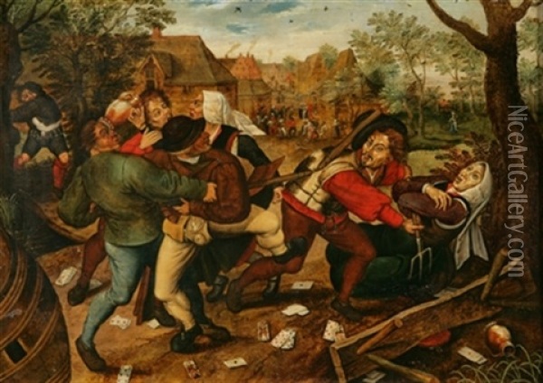 Rixe De Jeu Entre Paysans Oil Painting - Pieter Brueghel the Younger