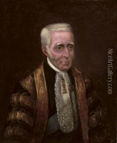 Portrait Arthur Wellesley, Duke Of Wellington (1769-1852), Half-length, In The Robes Of The Chancellor Of The Oxford University Oil Painting - Frederick Richard Say