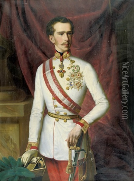 Bildnis Kaiser Franz Joseph I. Von Osterreich In Uniform Oil Painting - Joseph Kessler