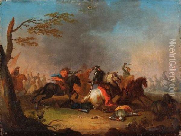 Choc De Cavalerie Oil Painting - Jan von Huchtenburgh