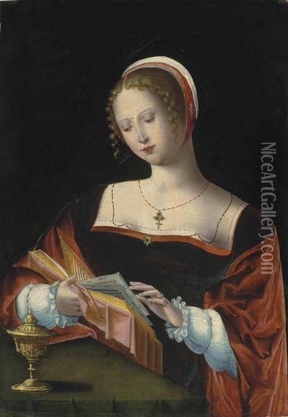 Saint Mary Magdalene Oil Painting - The Master Of The Female Half-Lengths