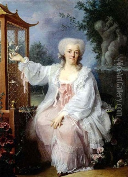 Portrait Of A Lady, Said To Bemme. Victoire Oil Painting - Jean-Baptiste Charpentier the Elder