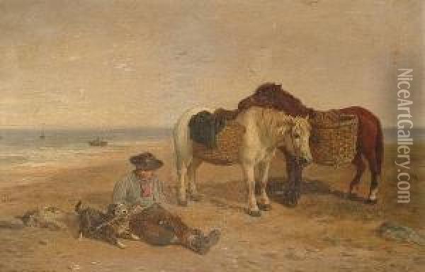 On The Beach Oil Painting - Henry Garland