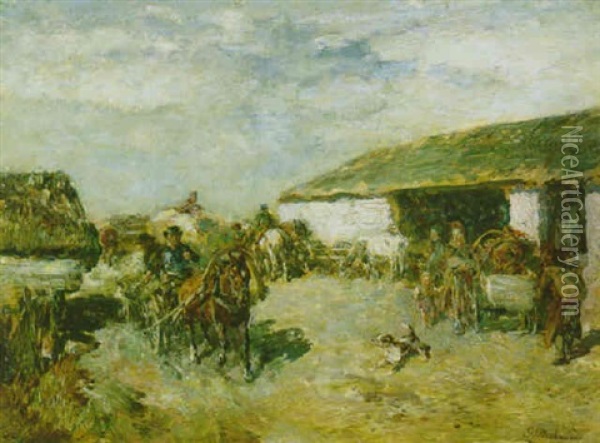 Ein Bauerngehoft Oil Painting - Gregor von Bochmann the Elder