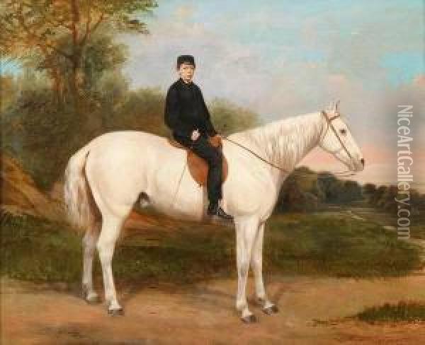 Young Man On White Horse Oil Painting - Richard Dodd Widdas