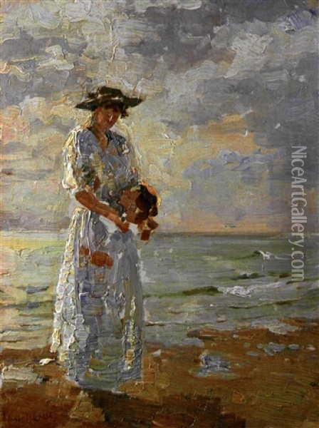 Dame Am Strand Oil Painting - Isaac Israels