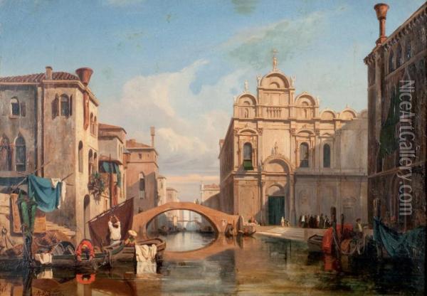 Vue De Venise Oil Painting - Jules Romain Joyant