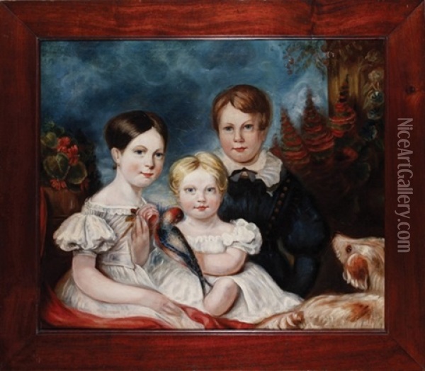 Portrait Of The Walker Children Oil Painting - Benjamin Duterrau