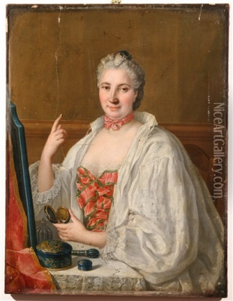 Portrait Of Madame De Frontenac Oil Painting - Francois Hubert Drouais