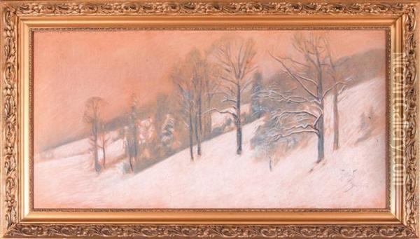 Pejzaz Zimowy Oil Painting - Julian Falat