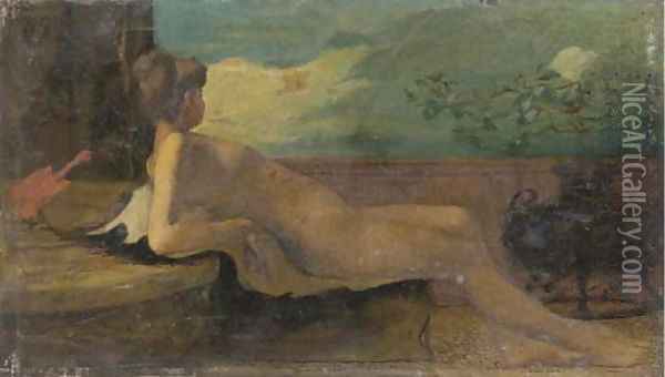 Reclining Nude Oil Painting - Thomas Wilmer Dewing