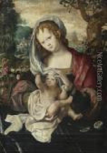 Maria Mit Dem Verwickelten Kind. Oil Painting - Italian Unknown Master