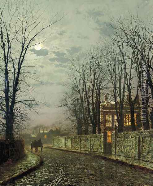 A Wintry Moon Oil Painting - John Atkinson Grimshaw