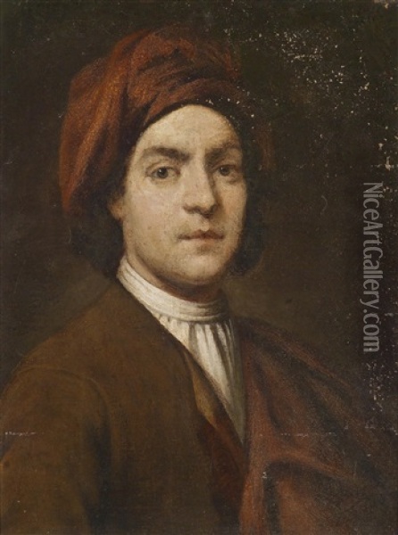 Bikdnis Eines Herrn Mit Rotem Turban Oil Painting - Vittore Giuseppe Ghislandi (Fra' Galgario)