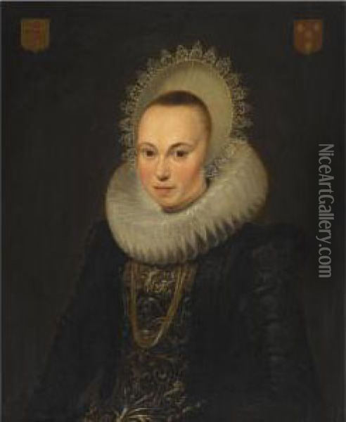 Portrait Of Justina Van Teylingen Oil Painting - Cornelis van der Voort