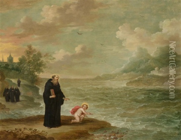 Saint Augustine With A Boy: Allegory Of The Trinity Oil Painting - Abraham Willemsens