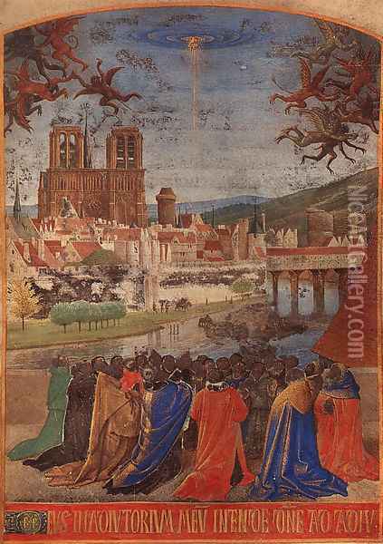 Descent of the Holy Ghost upon the Faithful 1452 Oil Painting - Jean Fouquet