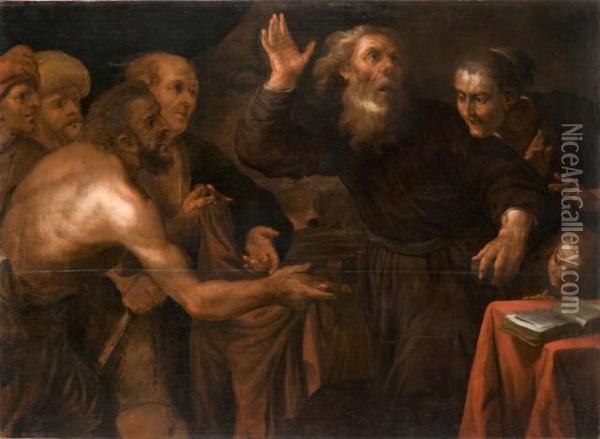 La Reconciliation De Jacob Et Esau Et Scene De L'ancientestament Oil Painting - Giovanni Andrea di Ferrari