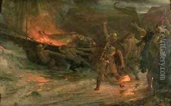 The Funeral of a Viking 2 Oil Painting - Sir Frank Dicksee