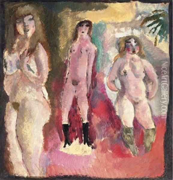 Trois Femmes Nues Oil Painting - Jules Pascin