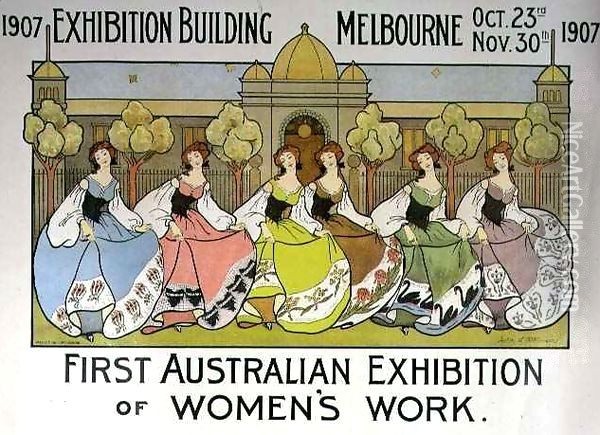 Design for a poster advertising the 'First Australian Exhibition of Women's Work' at the Exhibition Building in Melbourne Oil Painting - Helen L. Atkinson