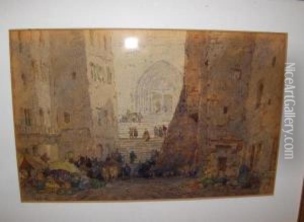 The Spanish Steps, Rome, With Numerous Figures Oil Painting - Thurston Laidlaw Shoosmith