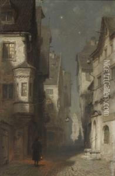 Der Nachtwachter Oil Painting - August Karl Martin Splitgerber