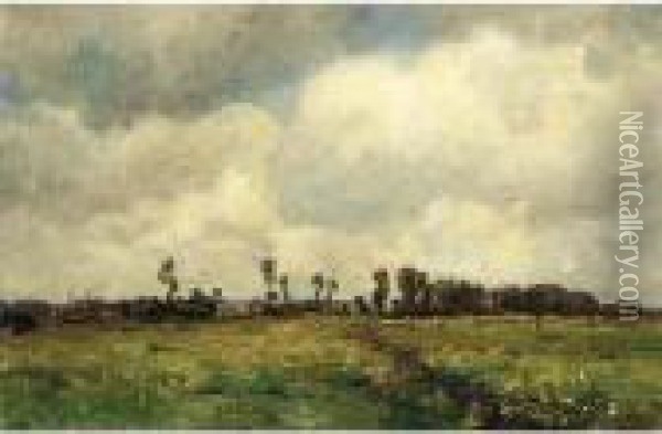 A Landscape In The Late Summertime Oil Painting - Jan Hillebrand Wijsmuller